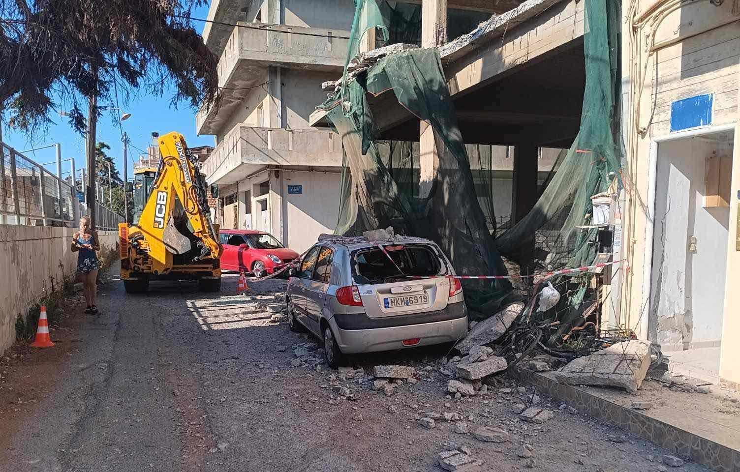 Κατέρρευσε τμήμα οικοδομής στο Ηράκλειο, προκλήθηκαν υλικές ζημιές