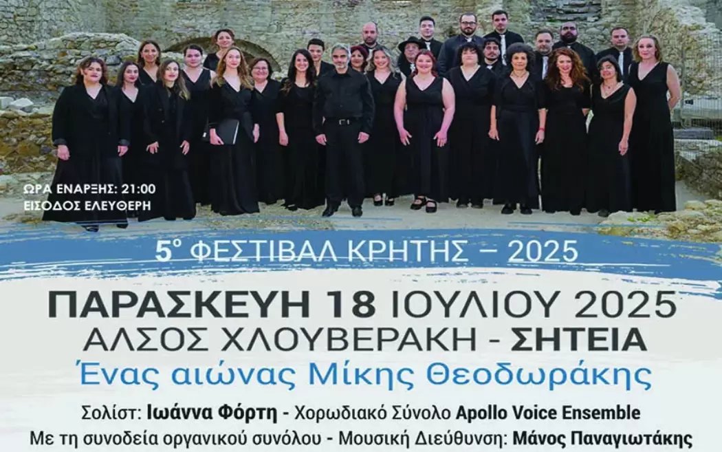 Στη Σητεία το Φεστιβάλ Περιφέρειας Κρήτης: «Ένας αιώνας Μίκης Θεοδωράκης»
