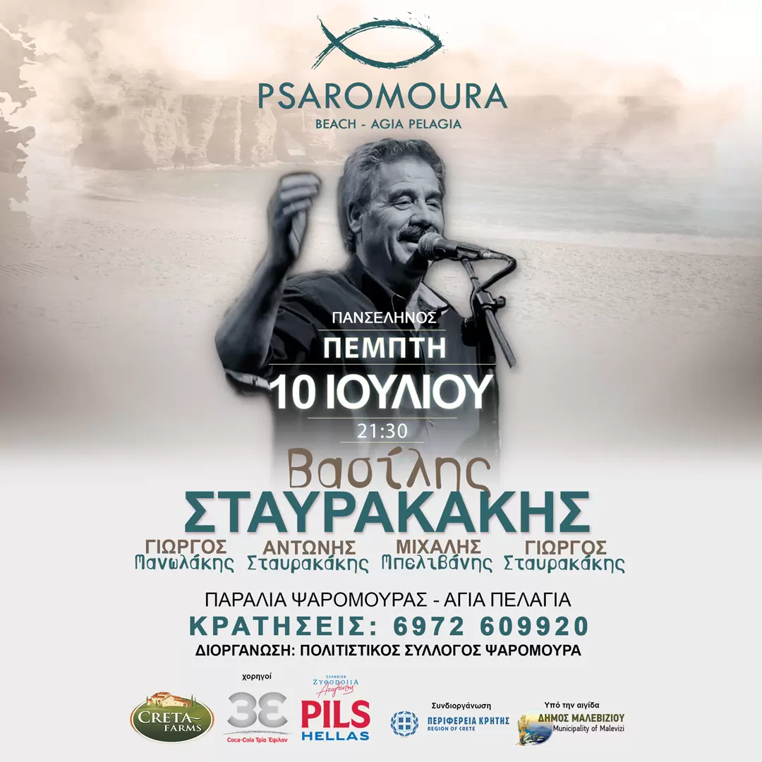 Ο Βασίλης Σταυρακάκης στην παραλία της Ψαρομούρας στην Αγία Πελαγία