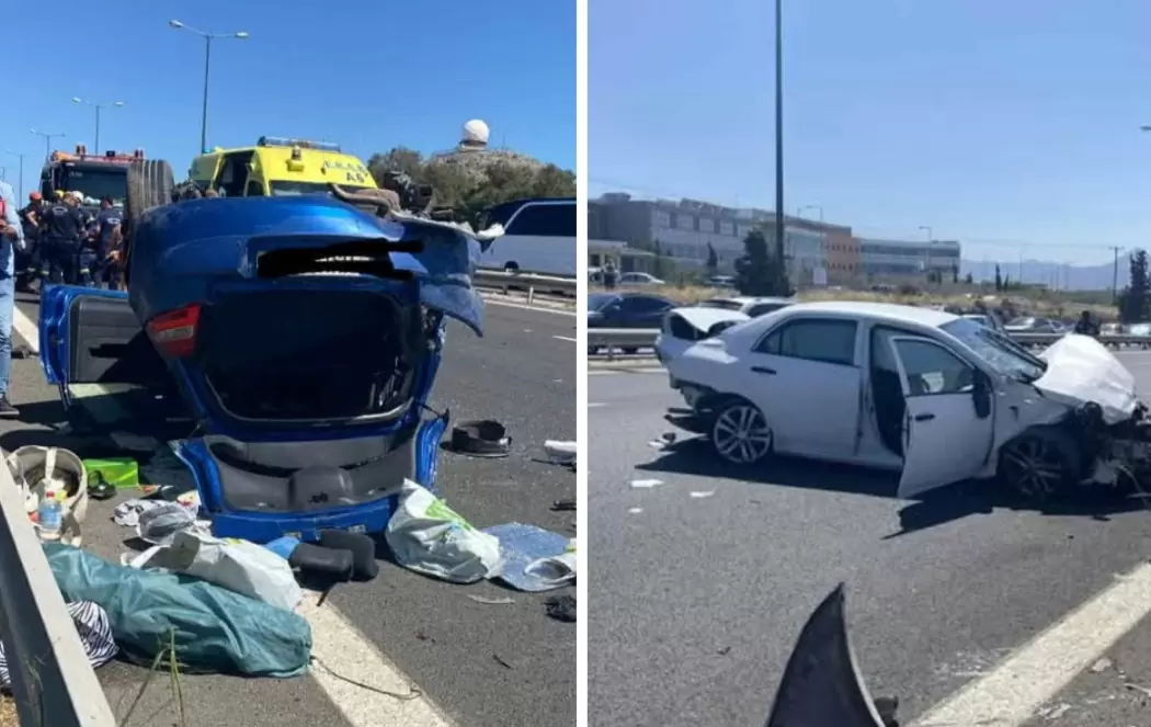 Ηράκλειο: Πέντε τραυματίες, μεταξύ των οποίων και δύο παιδιά, σε τροχαίο στον ΒΟΑΚ