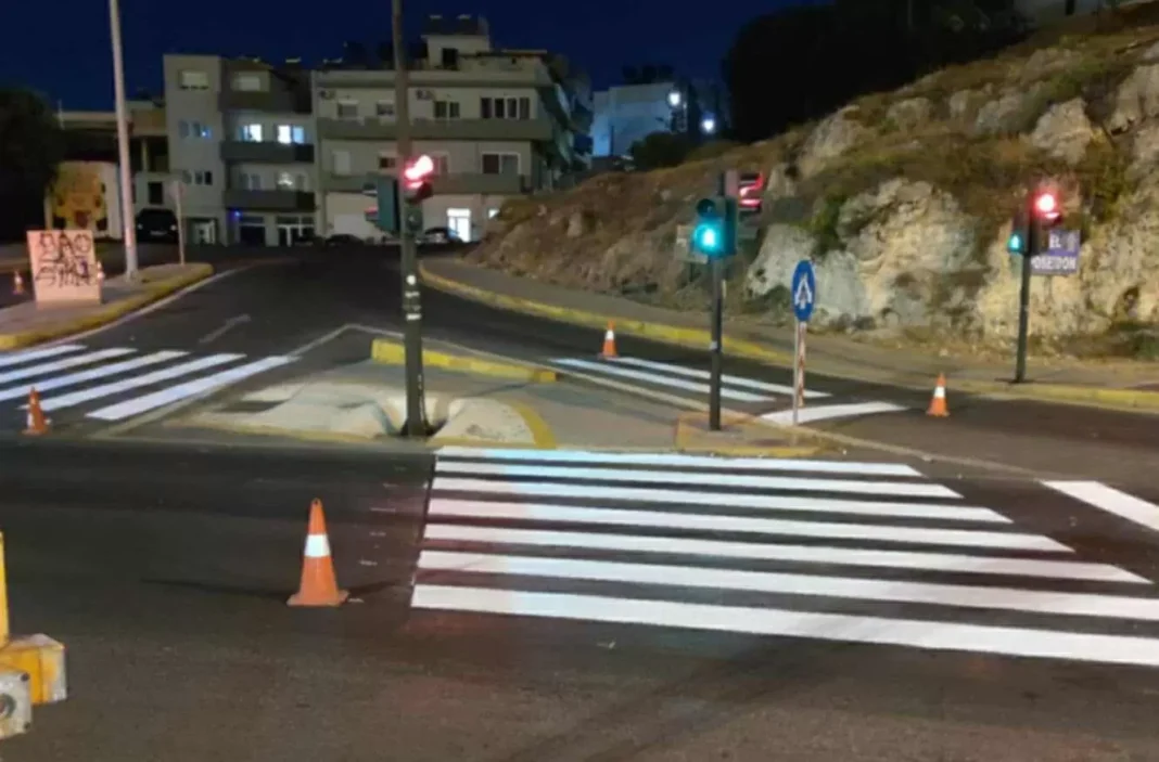 Νυχτερινές εργασίες διαγραμμίσεων στο Ηράκλειο
