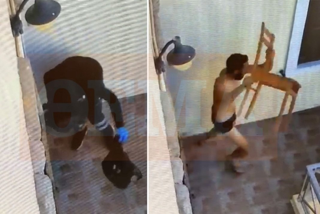 Βίντεο ντοκουμέντο από τη Σύρο: Η 41χρονη εισβάλλει μεταμφιεσμένη στο σπίτι του ζευγαριού, την καταδιώκει ο άνδρας και της πετάει καρέκλα
