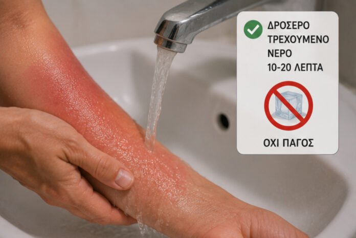 Η πρώτη βοήθεια στο έγκαυμα δεν είναι ο πάγος