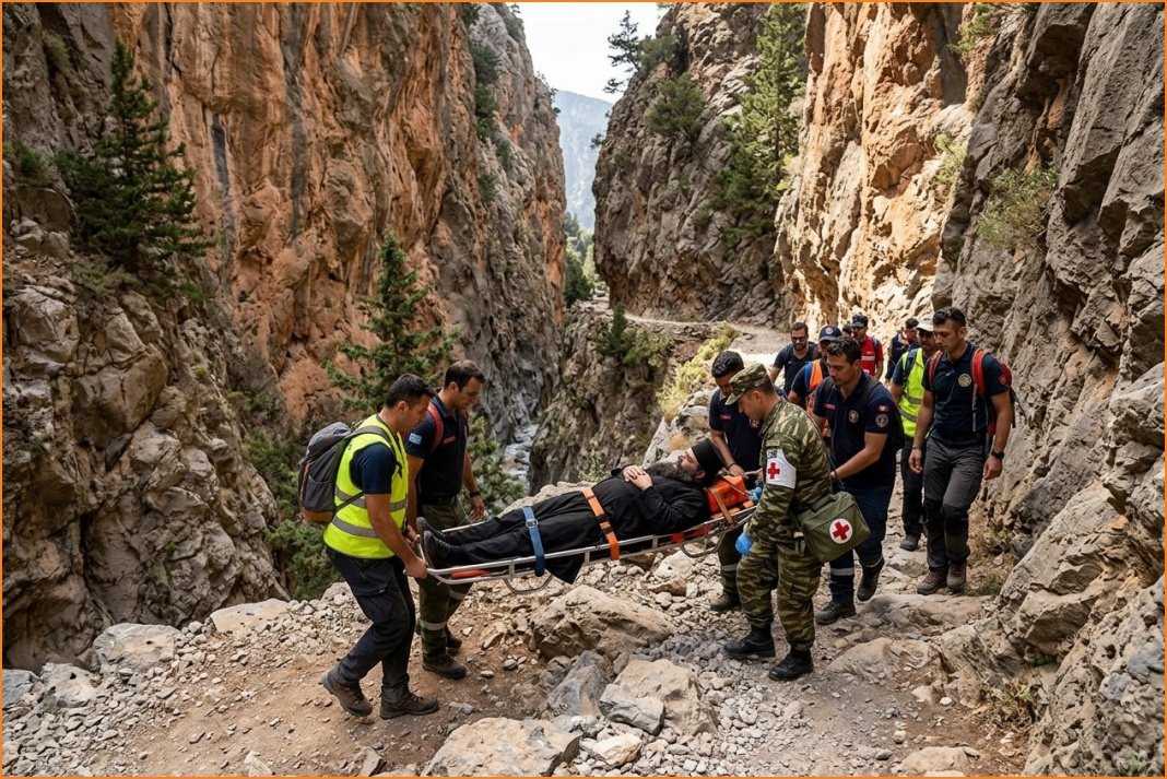 Μοναχός μεταφέρθηκε από το φαράγγι της Σαμαριάς μετά από λιποθυμία