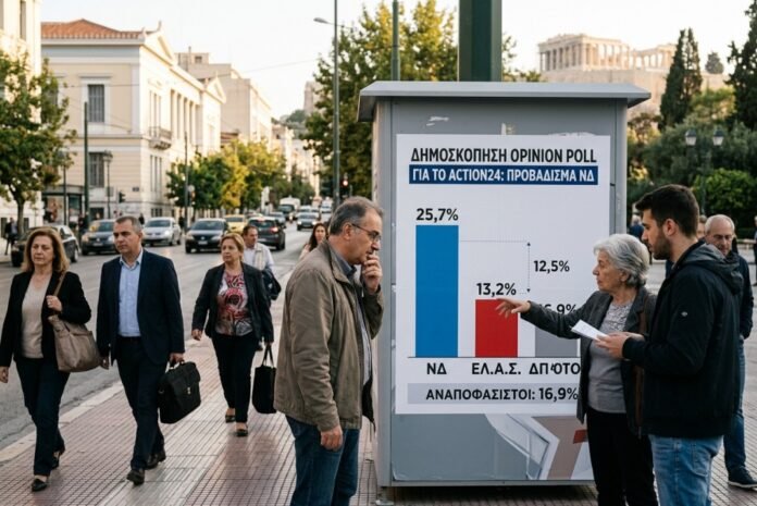 Opinion Poll: Προβάδισμα 12,5 μονάδων για τη ΝΔ έναντι της ΕΛ.Α.Σ.