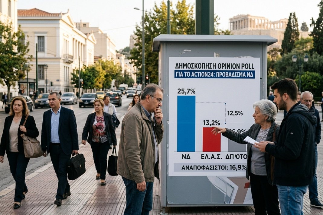 Opinion Poll: Προβάδισμα 12,5 μονάδων για τη ΝΔ έναντι της ΕΛ.Α.Σ.