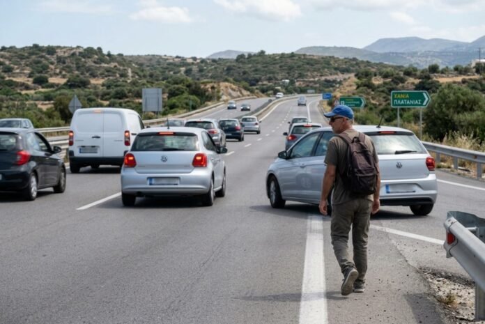 Χανιά: Πεζός στον ΒΟΑΚ προκαλεί ανησυχία για την ασφάλεια των οδηγών
