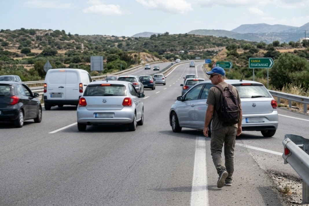 Χανιά: Πεζός στον ΒΟΑΚ προκαλεί ανησυχία για την ασφάλεια των οδηγών