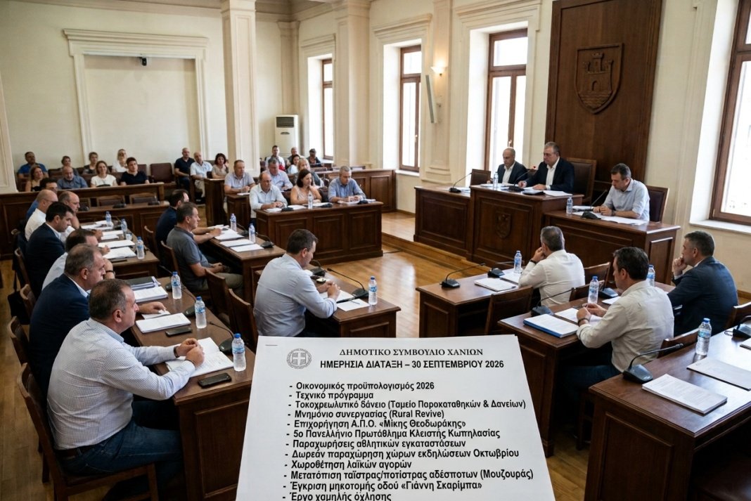 Συνεδριάζει στις 30 Σεπτεμβρίου το Δημοτικό Συμβούλιο Χανίων