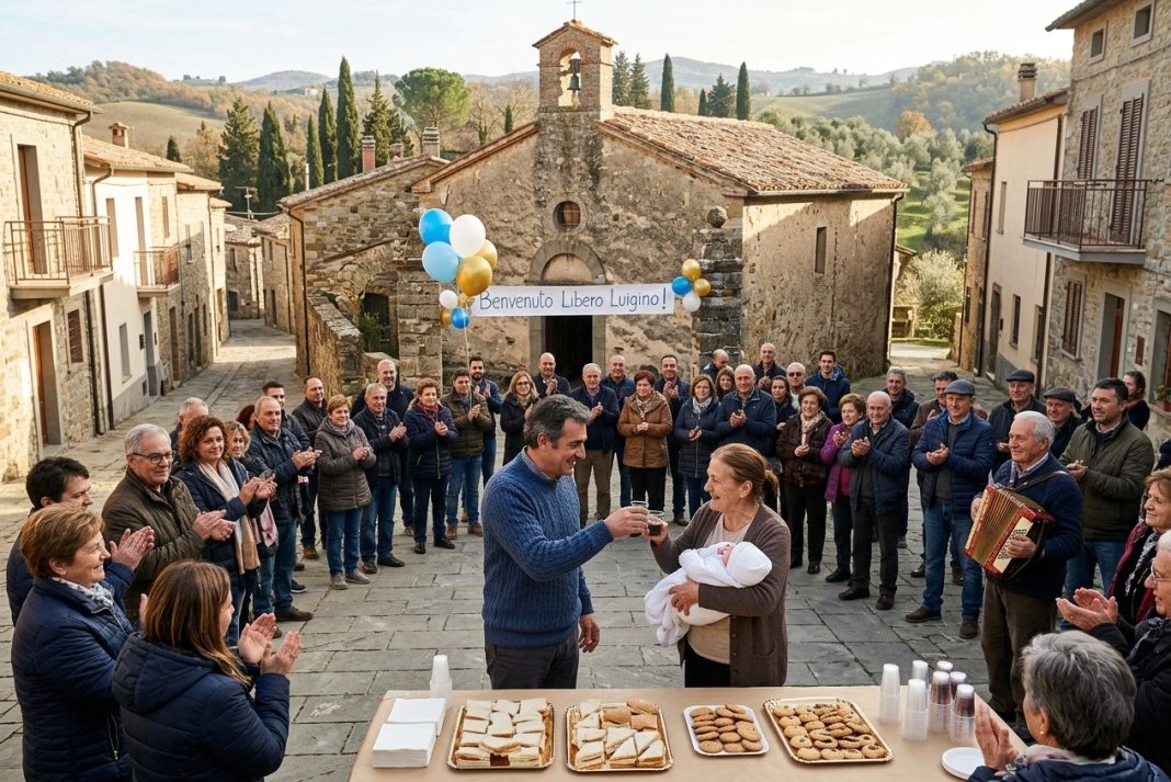 Γιορτή σε ιταλικό χωριό για τη γέννηση ενός παιδιού