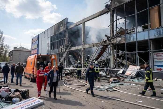 Ουκρανία: Πέντε νεκροί και 67 τραυματίες από πλήγμα σε εμπορικό κέντρο