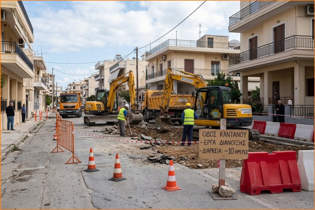 Νέα Χώρα Χανίων: Περίπου δέκα ημέρες θα διαρκέσει η διάνοιξη της οδού Καντάνου