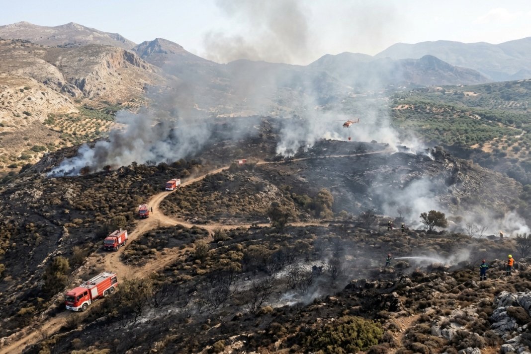 Σε ύφεση η πυρκαγιά στον Χώνο Λασιθίου