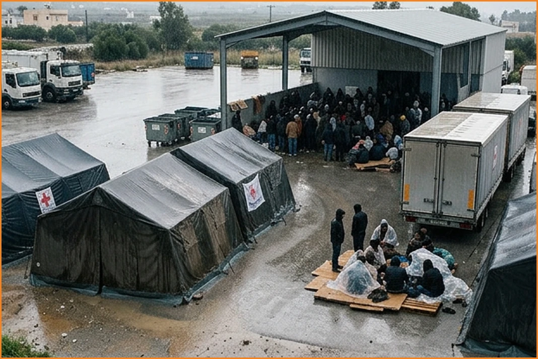 Ιεράπετρα: Βροχή και ανεπαρκής στέγαση για εκατοντάδες μετανάστες