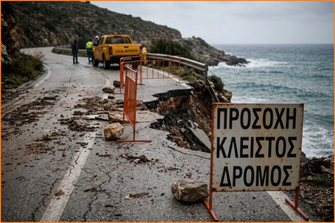Σε επιφυλακή η Κρήτη μετά τις ισχυρές βροχές – Προβλήματα στο οδικό δίκτυο