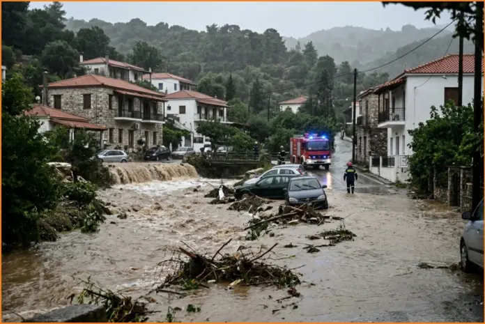Πλημμύρες και αποκλεισμοί σε Πλατανιά και Σκιάθο