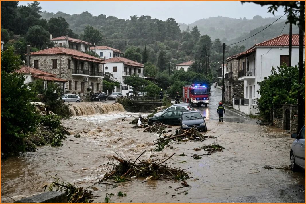 Πλημμύρες και αποκλεισμοί σε Πλατανιά και Σκιάθο