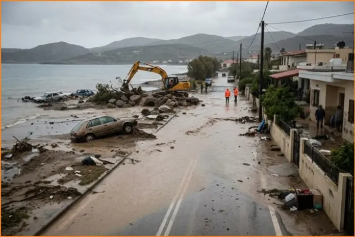 Κακοκαιρία σε Ρόδο και Εύβοια: ένας νεκρός και σοβαρά προβλήματα