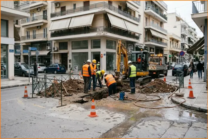 Διακοπή νερού σε κεντρικούς δρόμους των Χανίων λόγω βλάβης στην οδό Σφακίων