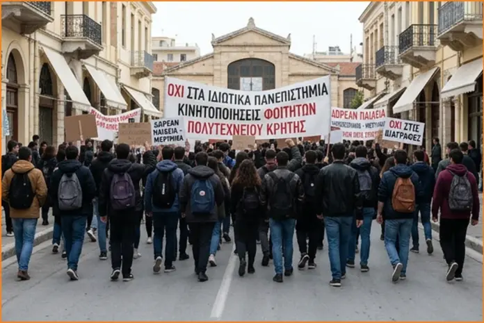 Κινητοποιήσεις φοιτητών του Πολυτεχνείου Κρήτης στα Χανιά