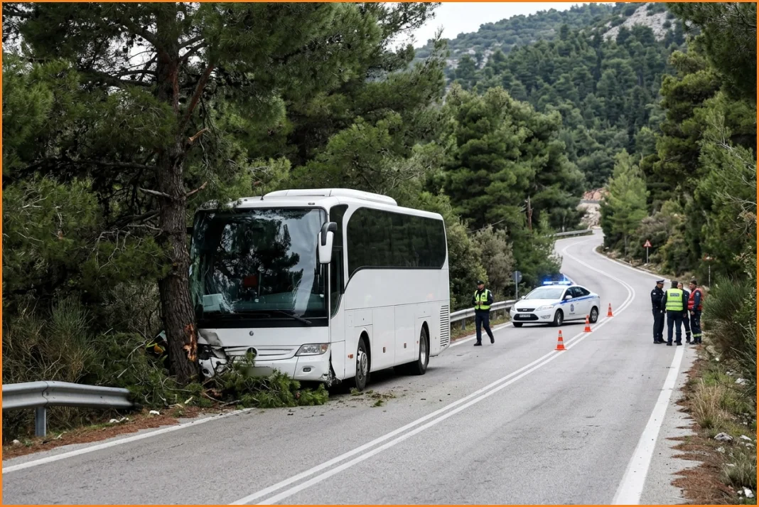 Πούλμαν εργαζομένων στο καζίνο της Πάρνηθας προσέκρουσε σε δέντρο