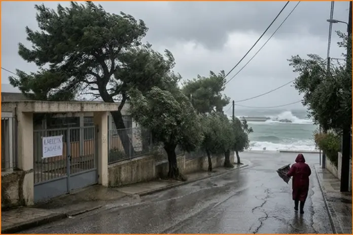 Ισχυρές βροχές και άνεμοι: Red Code σε επτά περιοχές, κλειστά σχολεία την Τετάρτη