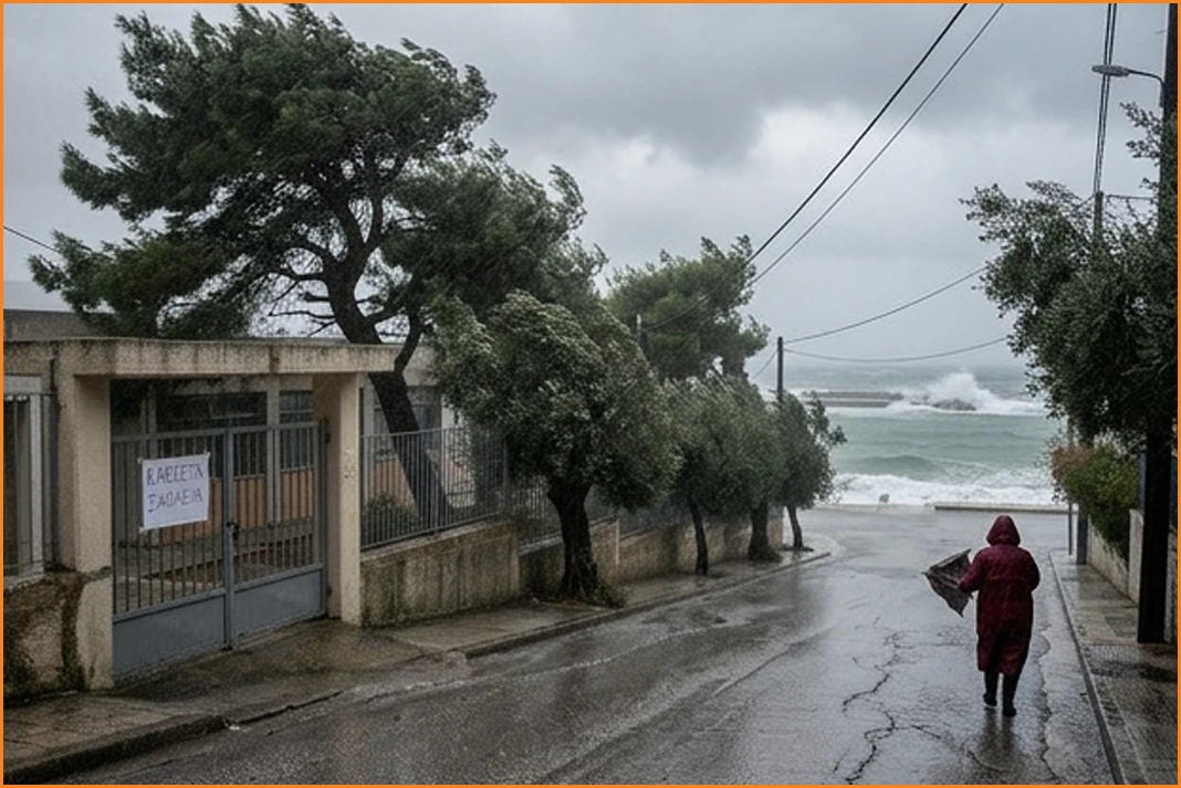 Ισχυρές βροχές και άνεμοι: Red Code σε επτά περιοχές, κλειστά σχολεία την Τετάρτη